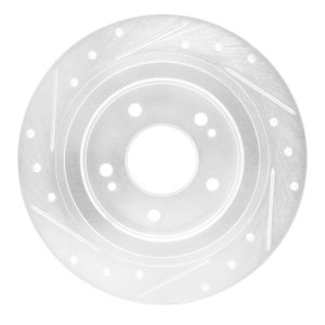 Hyundai Kona Brake Rotor (1) - Rear Right - R1 Concepts - Drilled & Slotted - Silver - `18-`25